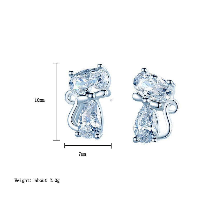 Εξαιρετική μόδα κρυστάλλινο σκουλαρίκι γάτα με καρφιά ασημί χρώμα Γυναικεία σκουλαρίκια μαργαρίτα γοτθικά αξεσουάρ Χαριτωμένο κορίτσι κοσμήματα για πάρτι γενεθλίων