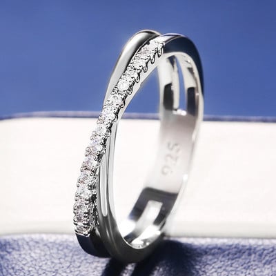 Huitan Klasický jednoduchý dámsky prsteň v tvare X s krížom, luxusný kovový prsteň s CZ kameňom, zmesou kameňov, vysoko kvalitný svadobný prsteň, denný, všestranný dizajn