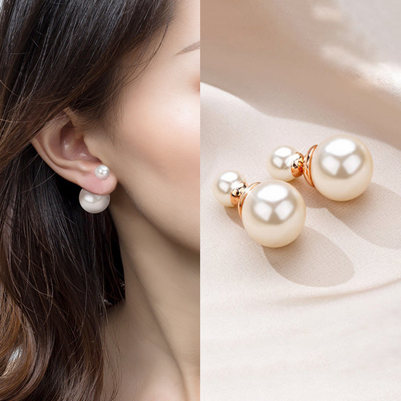 Νέα γυναικεία σκουλαρίκια ευαίσθητα μαργαριταρένια σκουλαρίκια καρφιά δύο όψεων για γυναίκες Bijoux Κορεάτικα δώρα κοριτσιών μπουκλών Κοσμήματα Χονδρική