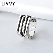 LIVVY Culoare argintie Multistrat Inele geometrice simple Charm Femei Bijuterii la modă Accesorii de petrecere vintage Cadouri