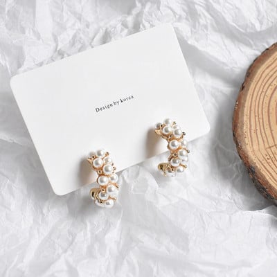 Elegáns híresség fém koreai gyöngy fülbevaló női divatékszer 2021 új luxus esküvői parti lány szokatlan fülbevalója