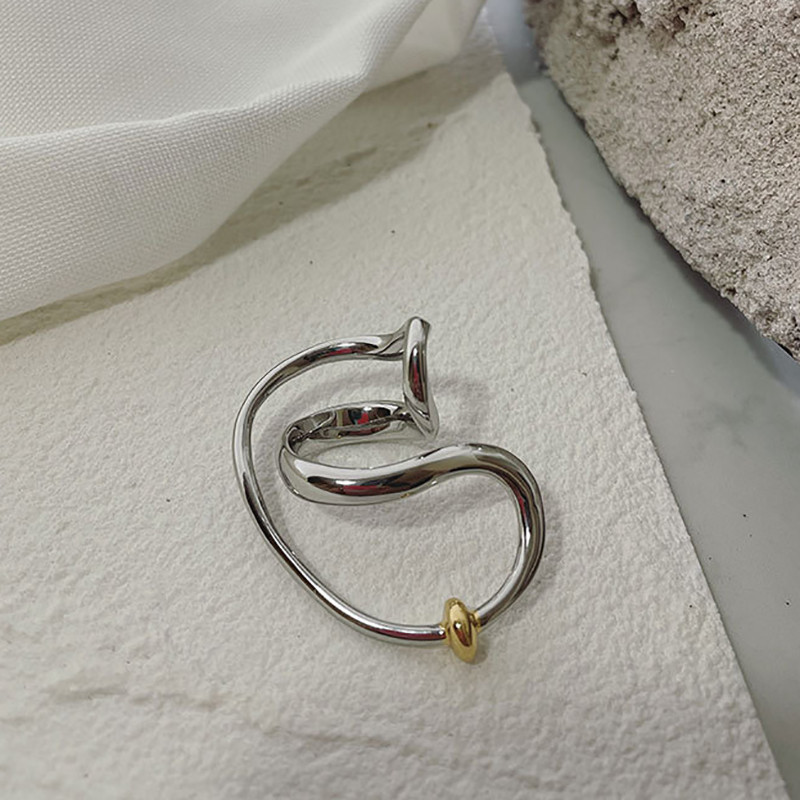 FOXANRY Minimalista ezüst színű gyűrűk nőknek Új divat, eltúlzott torz vonalak geometriai gyűrűk szett party ékszerek
