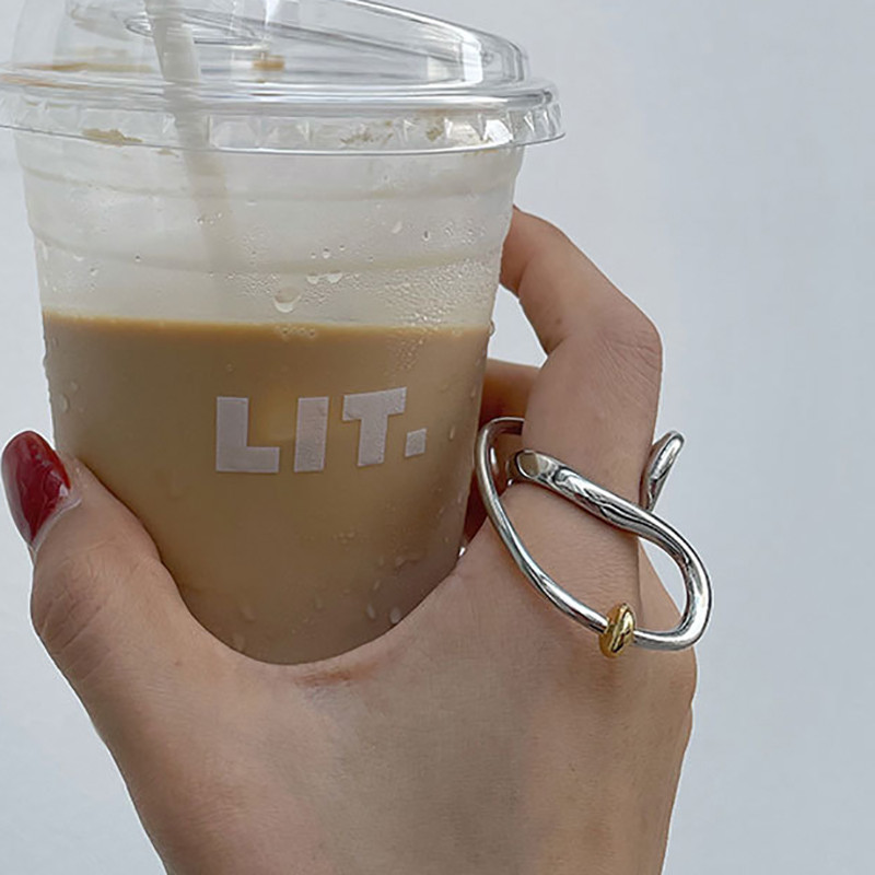 FOXANRY Minimalista ezüst színű gyűrűk nőknek Új divat, eltúlzott torz vonalak geometriai gyűrűk szett party ékszerek