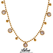 Yhpup luxus fényes cirkónia lánc rozsdamentes acél esztétikus nyaklánc karkötő vízálló divat ékszer női parti ajándék