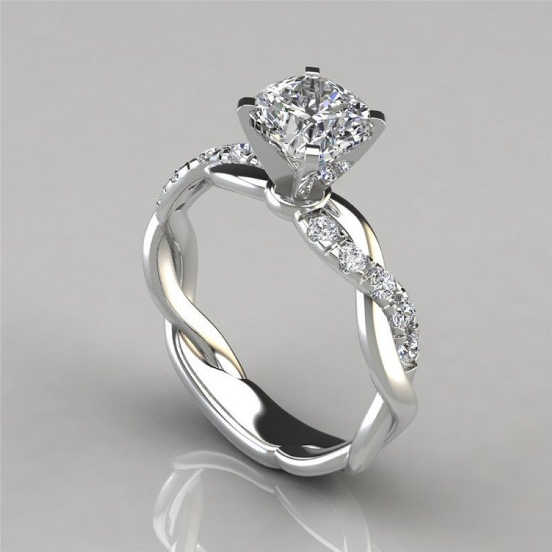 Noi inele cu design cu gheare de logodnă de cristal la modă pentru femei AAA Inele cubice elegante cu zircon alb Bijuterii de nuntă pentru femei Cadouri
