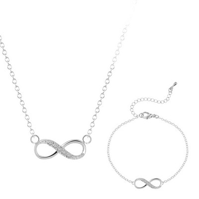 Chandler Plated Number 8 Endless CZ Колие и гривна за жени Forever Eternal Friendship Infinity Моден комплект бижута