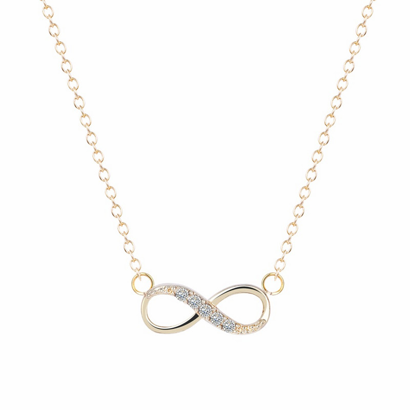 Chandler Plated Number 8 Endless CZ Колие и гривна за жени Forever Eternal Friendship Infinity Моден комплект бижута