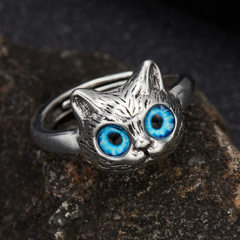 Ζωηρό χαριτωμένο ασημί χρώμα Kitty Cat ανοιχτά δαχτυλίδια για γυναίκες κορίτσια Νέα μόδα ρυθμιζόμενο ανδρικό δαχτυλίδι γοτθικά κοσμήματα ζώων