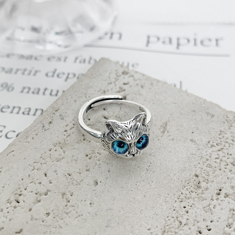 Erksad armsad hõbedased kiisu kassi lahtised sõrmused naistele tüdrukutele uus mood reguleeritav meeste sõrmus gooti stiilis loomade ehted kingitused