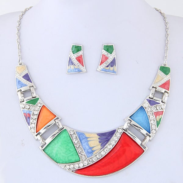 KMVEXO Seturi de bijuterii cu pandantiv geometric din rășină și margele pentru femei 2020 Colier cu marmură acrilică Cercei Set de bijuterii Bijoux