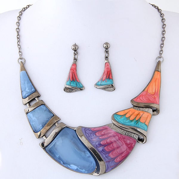 KMVEXO Seturi de bijuterii cu pandantiv geometric din rășină și margele pentru femei 2020 Colier cu marmură acrilică Cercei Set de bijuterii Bijoux