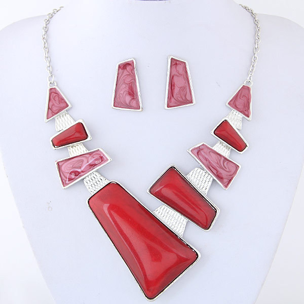 KMVEXO Seturi de bijuterii cu pandantiv geometric din rășină și margele pentru femei 2020 Colier cu marmură acrilică Cercei Set de bijuterii Bijoux