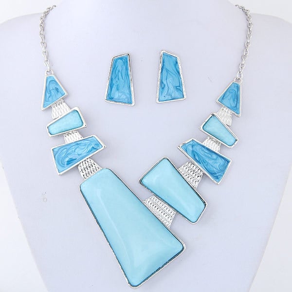 KMVEXO Seturi de bijuterii cu pandantiv geometric din rășină și margele pentru femei 2020 Colier cu marmură acrilică Cercei Set de bijuterii Bijoux