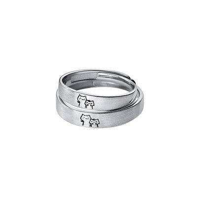 1 pereche de inele de cuplu de pisoi drăguț, inel deschis, pentru femei, bărbați, inele reglabile pentru degete, cadou de bijuterii pentru iubitorii de romantici