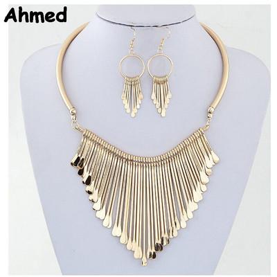 Ahmed Jewelry Geometry Mados metalo kutų papuošalų rinkinys karoliai auskarai moteriai Nauji Boho Maxi Statement apykaklės karoliai HOT