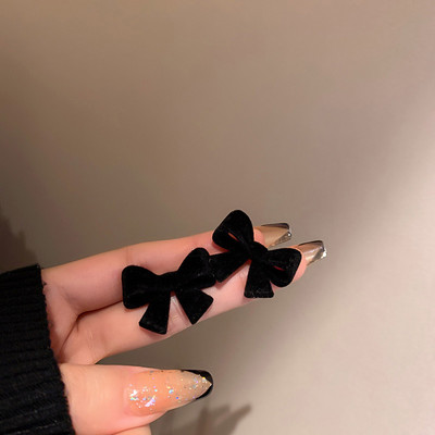 Vintage Μαύρα Flocking Σκουλαρίκια Charm γεωμετρικά Bowknot καρφωτά σκουλαρίκια για γυναίκες Μόδα για κορίτσια Ασυνήθιστα κοσμήματα Αξεσουάρ αυτιών