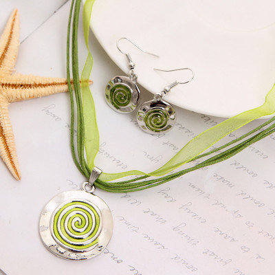 Luxus akril esküvői ékszer készletek nőknek Színes hosszú levelű négyzet alakú medál nyaklánc csepp fülbevaló készletek Boho ékszer ajándék