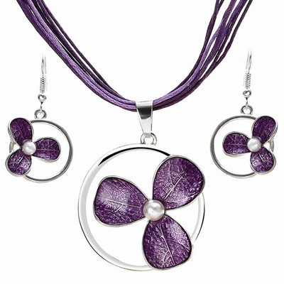 Luxus akril esküvői ékszer készletek nőknek Színes hosszú levelű négyzet alakú medál nyaklánc csepp fülbevaló készletek Boho ékszer ajándék