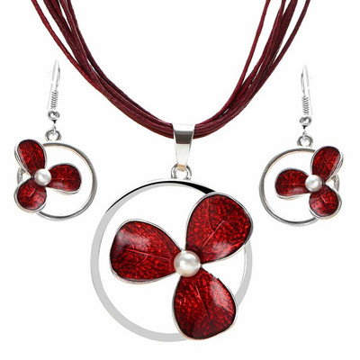 Luxus akril esküvői ékszer készletek nőknek Színes hosszú levelű négyzet alakú medál nyaklánc csepp fülbevaló készletek Boho ékszer ajándék