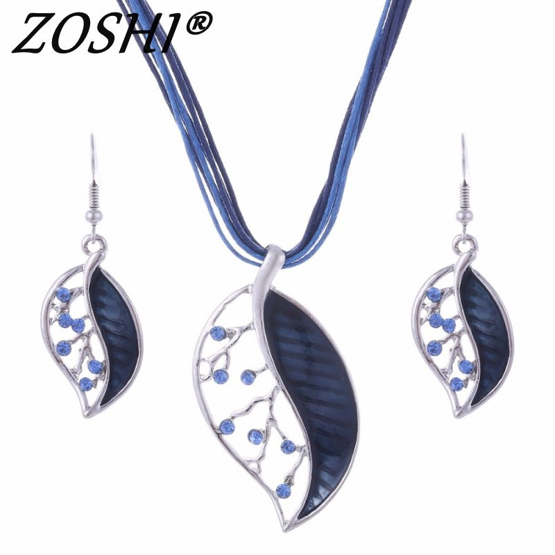 Luxus akril esküvői ékszer készletek nőknek Színes hosszú levelű négyzet alakú medál nyaklánc csepp fülbevaló készletek Boho ékszer ajándék