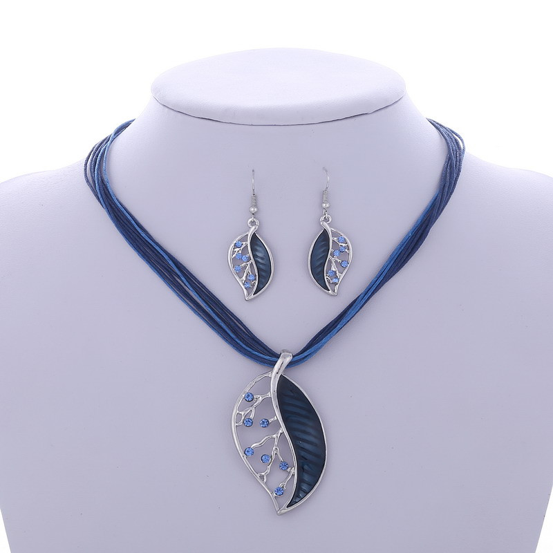 Luxus akril esküvői ékszer készletek nőknek Színes hosszú levelű négyzet alakú medál nyaklánc csepp fülbevaló készletek Boho ékszer ajándék