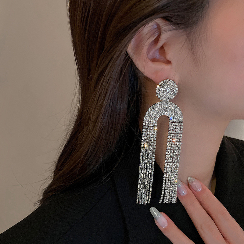 XIALUOKE Bojt Geometrikus kristály lógó fülbevaló nőknek Vintage Hyperbole teljes strasszos csepp fülbevaló divat ékszer