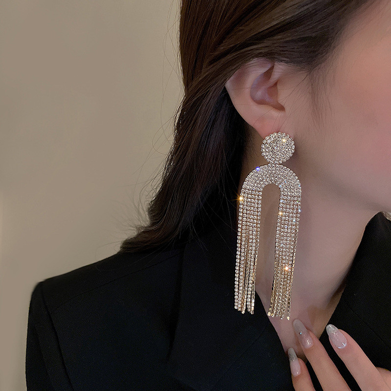 XIALUOKE Bojt Geometrikus kristály lógó fülbevaló nőknek Vintage Hyperbole teljes strasszos csepp fülbevaló divat ékszer