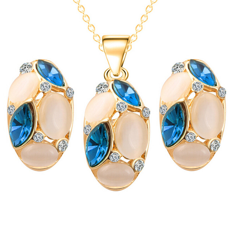 ZOSHI Luksuzni kompleti nakita s privjescima od austrijskog kristala i opala, afričke perle zlatne boje, ženski komplet naušnica, ogrlica