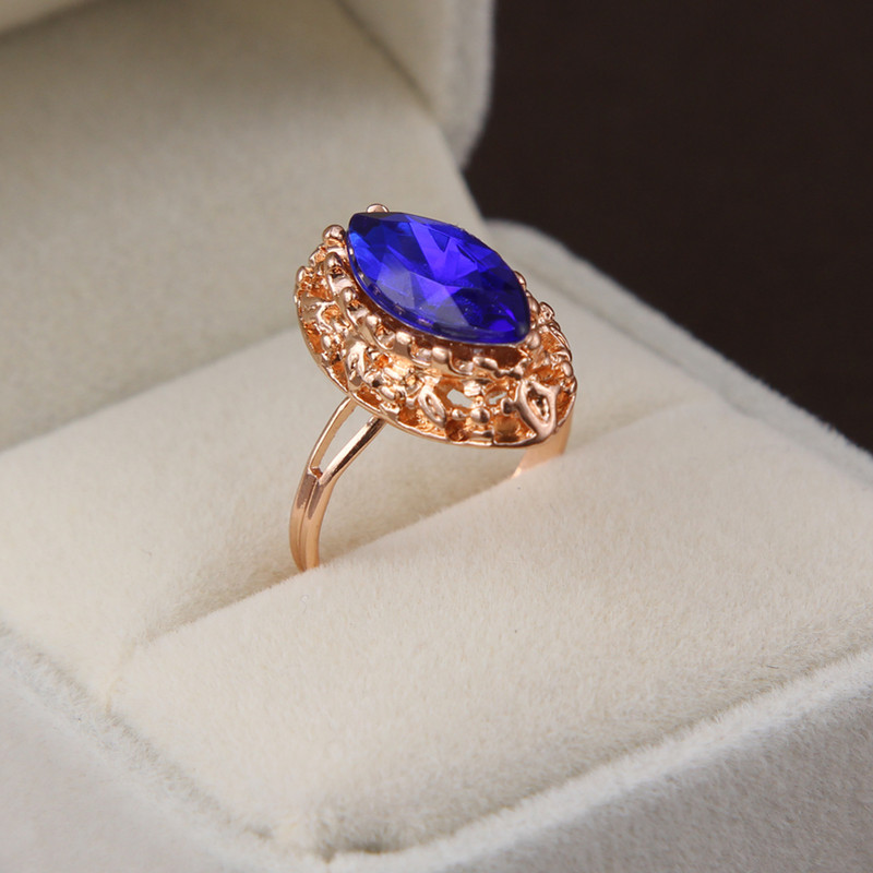 MINHIN Colier cu lanț lung de culoare aurie Bijuterii cu pandantiv din cristal sintetic albastru Set de bijuterii de nuntă de lux pentru femei, 3 piese