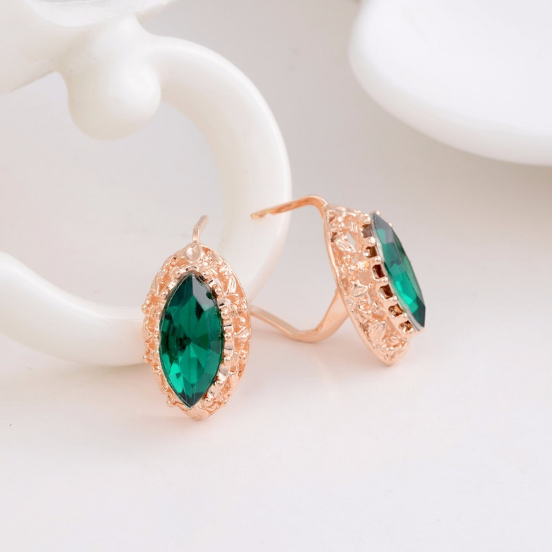 MINHIN Colier cu lanț lung de culoare aurie Bijuterii cu pandantiv din cristal sintetic albastru Set de bijuterii de nuntă de lux pentru femei, 3 piese