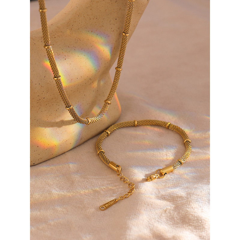 Yhpup rozsdamentes acél lánc ékszer készlet nyilatkozat arany fém 18 K PVD bevonatú nyaklánc karkötő készlet vízálló bijoux Femme