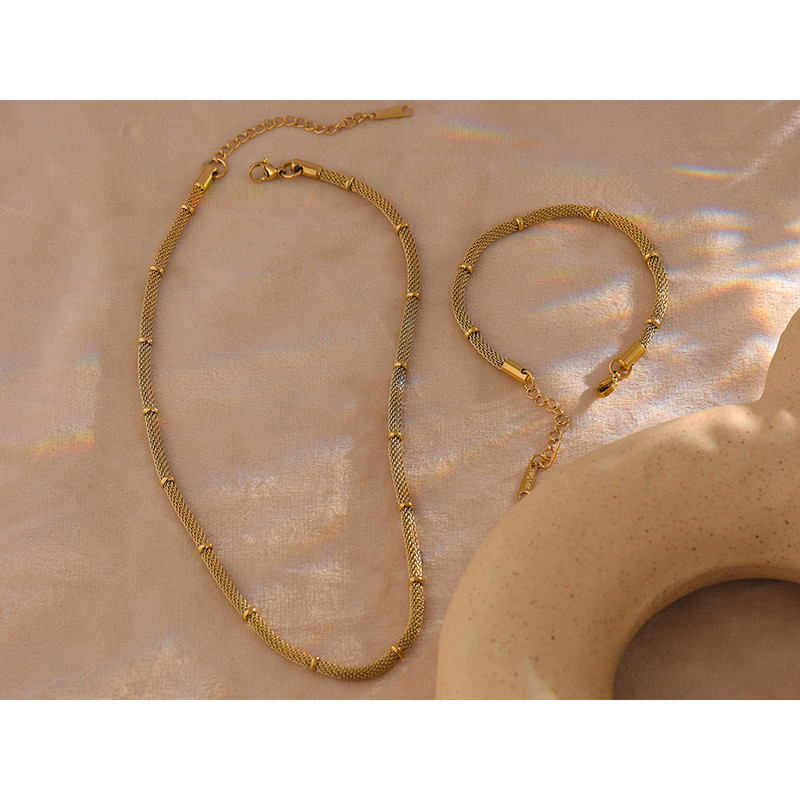 Yhpup rozsdamentes acél lánc ékszer készlet nyilatkozat arany fém 18 K PVD bevonatú nyaklánc karkötő készlet vízálló bijoux Femme