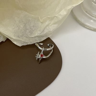 Design nou, inel neregulat cu stea de zircon, creativ în spirală, cruce cu stea, inele deschise, bijuterii geometrice estetice, cadou de petrecere