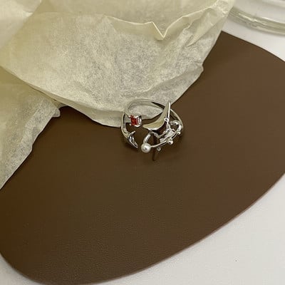 Design nou, inel neregulat cu stea de zircon, creativ în spirală, cruce cu stea, inele deschise, bijuterii geometrice estetice, cadou de petrecere