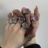 Inele Vintage Punk Elastic Inele de ceas cu quartz elastic pentru femei Bărbați 2021 Accesorii pentru cuplu hip-hop pentru individualitate nouă
