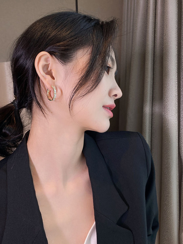 Koreai divatos egyszerű cirkon X fém karikás fülbevaló nőknek 2021 neo gótikus lányok luxus ékszer ékszer esküvői parti szett kiegészítők
