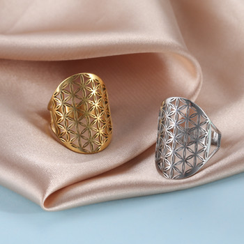 Δαχτυλίδι Skyrim Viking Flower of Life Vintage ρυθμιζόμενο γεωμετρικά δαχτυλίδια από ανοξείδωτο ατσάλι για γυναίκες Φυλαχτό κοσμήματα δώρα Χονδρική
