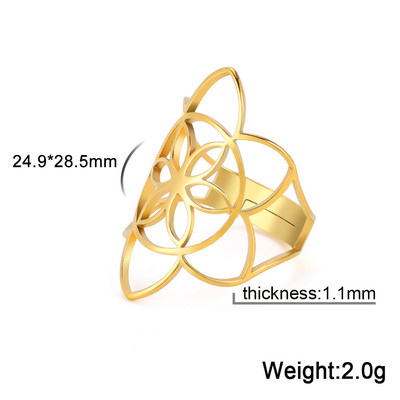 Skyrim Viking Flower of Life Gyűrű Vintage állítható rozsdamentes acél geometriai gyűrűk nőknek Amulett ékszer ajándékok nagykereskedés