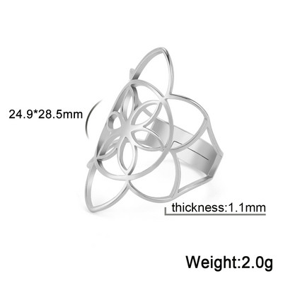 Skyrim Viking Flower of Life Gyűrű Vintage állítható rozsdamentes acél geometriai gyűrűk nőknek Amulett ékszer ajándékok nagykereskedés