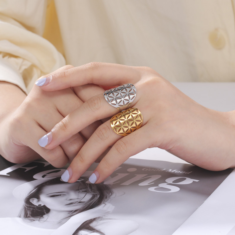 Skyrim Viking Flower of Life Gyűrű Vintage állítható rozsdamentes acél geometriai gyűrűk nőknek Amulett ékszer ajándékok nagykereskedés