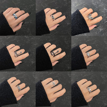Ρετρό Ασημί Χρώμα Πεταλούδα Φίδι Βάτραχος Δαχτυλίδι για Άντρες Γυναικεία Πανκ Προσωπικότητα Γεωμετρικά Αντίκες Μόδα Ανοιγόμενα Ρυθμιζόμενα Δαχτυλίδια