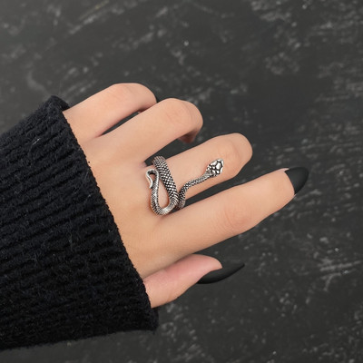 Retro ezüst színű pillangó kígyó békagyűrű férfiaknak női punk egyéniség geometrikus antik divatos állítható gyűrűk