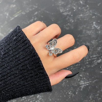 Retro ezüst színű pillangó kígyó békagyűrű férfiaknak női punk egyéniség geometrikus antik divatos állítható gyűrűk