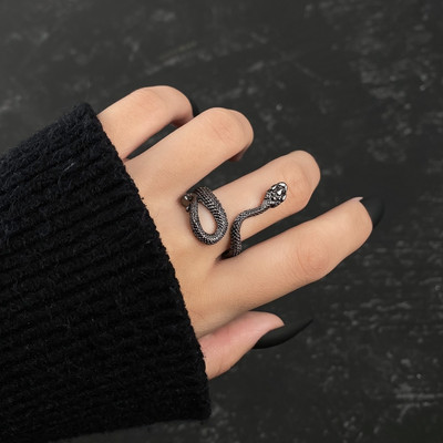 Retro ezüst színű pillangó kígyó békagyűrű férfiaknak női punk egyéniség geometrikus antik divatos állítható gyűrűk