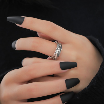 Retro ezüst színű pillangó kígyó békagyűrű férfiaknak női punk egyéniség geometrikus antik divatos állítható gyűrűk