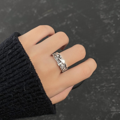 Retro ezüst színű pillangó kígyó békagyűrű férfiaknak női punk egyéniség geometrikus antik divatos állítható gyűrűk