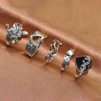 Retro ezüst színű pillangó kígyó békagyűrű férfiaknak női punk egyéniség geometrikus antik divatos állítható gyűrűk