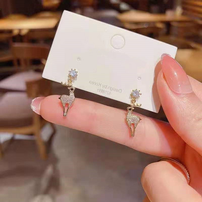 Új karácsonyi fülbevaló nőknek strasszos karácsonyi jávorszarvas fülbevaló kis aranyos fülbevaló lányoknak boldog karácsonyt ékszerek