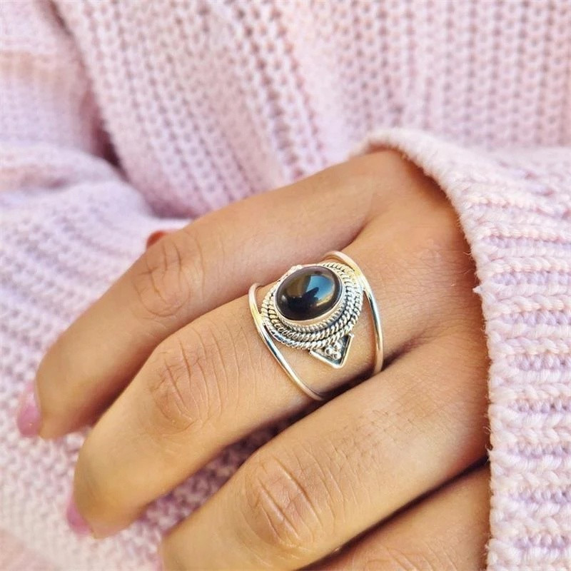 Luxus fekete köves gyűrű cirkon menyasszonyi eljegyzési gyűrűk nőknek női parti ékszerek divatos kiegészítők ajándékok neki