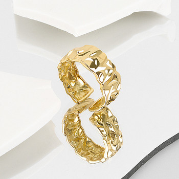 LIVVY Κοίλη-κυρτή ακανόνιστη επιφάνεια με φαρδύ δαχτυλίδι Γυναικεία Vintage κοσμήματα ουδέτερο στυλ Απλό ανοιχτό δαχτυλίδι το καλύτερο δώρο